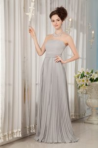 High-class Empire Strapless Pleated Long Prom Dress in Grey