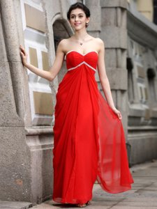 Gorgeous Coral Red Sweetheart Zipper Beading Prom Gown Sleeveless