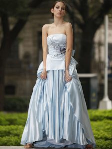 Extravagant Silver Column/Sheath Appliques and Bowknot Side Zipper Chiffon Sleeveless Floor Length