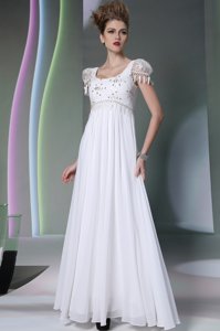 Stunning White Dress for Prom Prom and Party and For with Beading and Lace Scoop Sleeveless Zipper