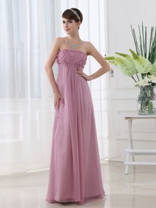 Excellent Floor Length Lilac Prom Dress Chiffon Sleeveless Hand Made Flower