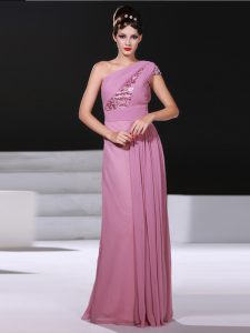 Noble One Shoulder Sleeveless Ruching Criss Cross Prom Evening Gown