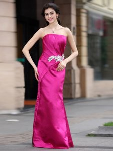 Shining Hot Pink Strapless Zipper Beading Homecoming Dress Sleeveless