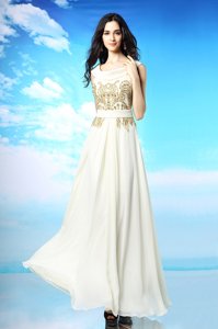 Scoop Sleeveless Beading and Ruching Side Zipper Prom Dress