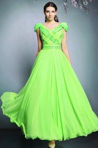 Floor Length Empire Short Sleeves Dress for Prom Backless