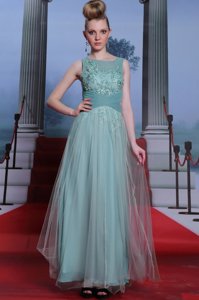 Super Light Blue Sleeveless Chiffon Side Zipper Prom Party Dress for Prom and Party