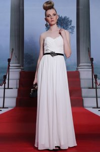 Floor Length White Prom Gown Sweetheart Sleeveless Side Zipper