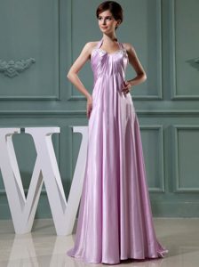 Lavender Halter Appliqued Prom Nightclub Dresses of Floor Length