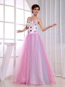 Beautiful A-Line Sweetheart Pink Prom Party Dress with Appliques