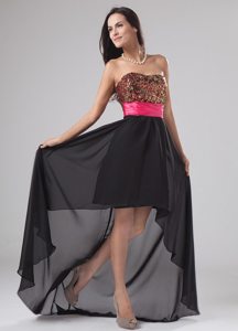 Strapless High-low Black Prom Dress for Girls with Paillette