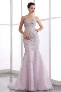 Beaded Straps Pink Mermaid Brush Prom Pageant Dress in Burbank CA