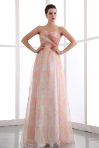 Big Bear Lake CA Printing Chiffon Prom Pageant Dress with Ruches