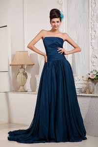 Recommended Brush Train Prom Homecoming Dresses with Ruched Bodice