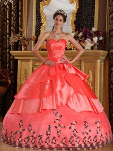 Sebastopol CA Embroidery Ruches Accent Watermelon Quince Dress