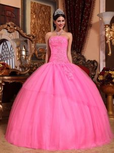 Ball Gown Quinceanera Dress Strapless Appliques with Lace up Back