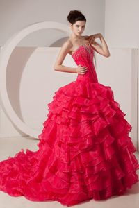 Classy Organza Sweet Sixteen Dresses Sweetheart Multi-tiered Ruffles