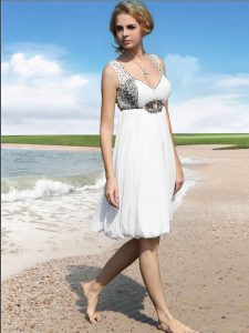 Clearance Column/Sheath Homecoming Dress White Straps Chiffon Sleeveless Floor Length Zipper