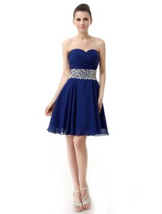 Mini Length Blue Prom Dress Sweetheart Sleeveless Lace Up