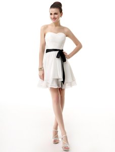 White Lace Up Prom Dresses Sashes|ribbons Sleeveless Knee Length