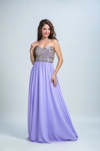 Simple Lavender Prom Party Dress Prom and Party and For with Beading Sweetheart Sleeveless Brush Train Zipper