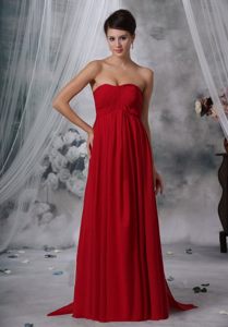 Polished Strapless Ruched Prom Pageant Dress Watteau Train in Colombo