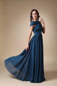 Luxurious Chiffon Asymmetrical Prom Evening Dress Ruches Floor-length