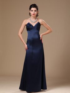 Simple Strapless Navy Blue Prom Evening Dresses Floor-length in Fashion