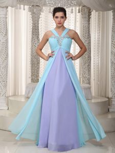 V-neck Beaded and Ruched Prom Dress for Ladies Floor-length in Barueri