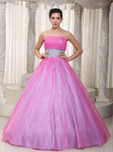 Brand New Floor-length Beading Dresses for Prom Strapless in Hot Pink