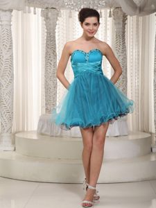 Affordable Organza Mini-length Sweetheart Prom Cocktail Dresses Beading