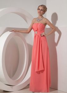 Beading and Ruches Accent Prom Court Dresses in Watermelon 2014
