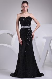Beaded Black Mermaid Prom formal Dress with Sequins Over Skirt