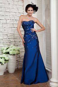 Royal Blue Sweetheart Long Prom Celebrity Dresses with Beading