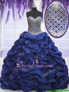 Sophisticated Sweetheart Sleeveless Taffeta Sweet 16 Quinceanera Dress Beading and Pick Ups Lace Up