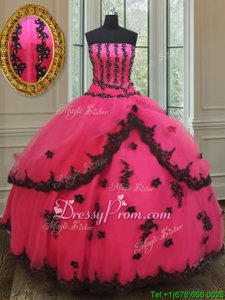 Fantastic Floor Length Ball Gowns Sleeveless Black and Hot Pink Ball Gown Prom Dress Lace Up