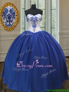 Discount Royal Blue Lace Up Sweetheart Embroidery Sweet 16 Quinceanera Dress Taffeta Sleeveless