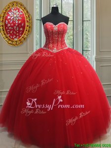 Traditional Floor Length Ball Gowns Sleeveless Red 15 Quinceanera Dress Lace Up