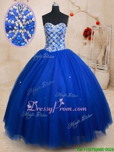 Floor Length Ball Gowns Sleeveless Royal Blue Quinceanera Dress Lace Up