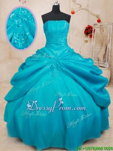 Delicate Appliques Quinceanera Dress Teal Lace Up Sleeveless Floor Length