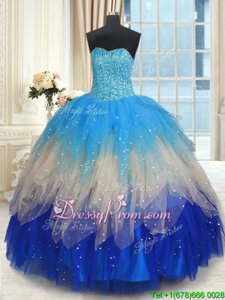 Charming Sleeveless Beading and Ruffles Lace Up Quinceanera Gowns