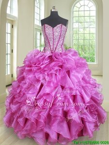 Clearance Floor Length Lace Up Quinceanera Dresses Lilac and In forMilitary Ball and Sweet 16 and Quinceanera withBeading and Ruffles