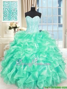 Dynamic Floor Length Ball Gowns Sleeveless Turquoise 15th Birthday Dress Lace Up
