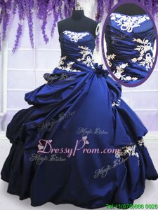 Royal Blue Sleeveless Floor Length Beading and Lace and Pick Ups Lace Up Quince Ball Gowns