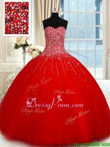 Fantastic Spring and Summer and Fall and Winter Tulle Sleeveless Floor Length 15 Quinceanera Dress andBeading