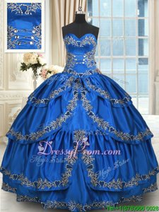 Inexpensive Spring and Summer and Fall and Winter Taffeta Sleeveless Floor Length 15th Birthday Dress andBeading and Embroidery and Ruffled Layers