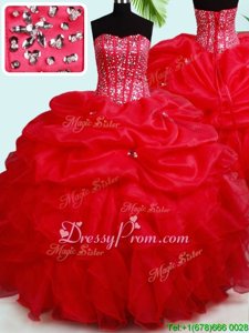 Discount Sweetheart Sleeveless Organza Sweet 16 Quinceanera Dress Beading and Ruffles and Pick Ups Lace Up