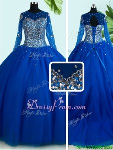 Affordable Long Sleeves Brush Train Lace Up With Train Beading 15th Birthday Dress