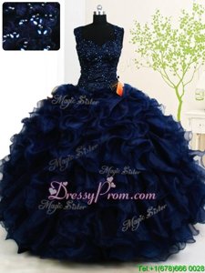 Flirting Sleeveless Beading and Ruffles Zipper Sweet 16 Quinceanera Dress