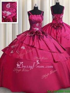 Hot Sale Floor Length Ball Gowns Sleeveless Burgundy 15 Quinceanera Dress Lace Up