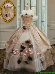 Simple Off The Shoulder Sleeveless Organza and Lace Sweet 16 Dresses Lace and Ruffles and Hand Made Flower Zipper